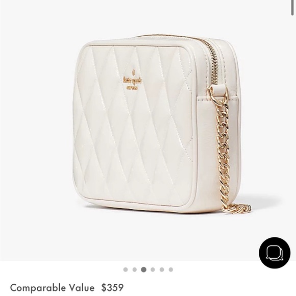 💕🎁 Kate Spade Glimmer Quilted Patent Leather Boxed Crossbody Set in parchment - Picture 4 of 15